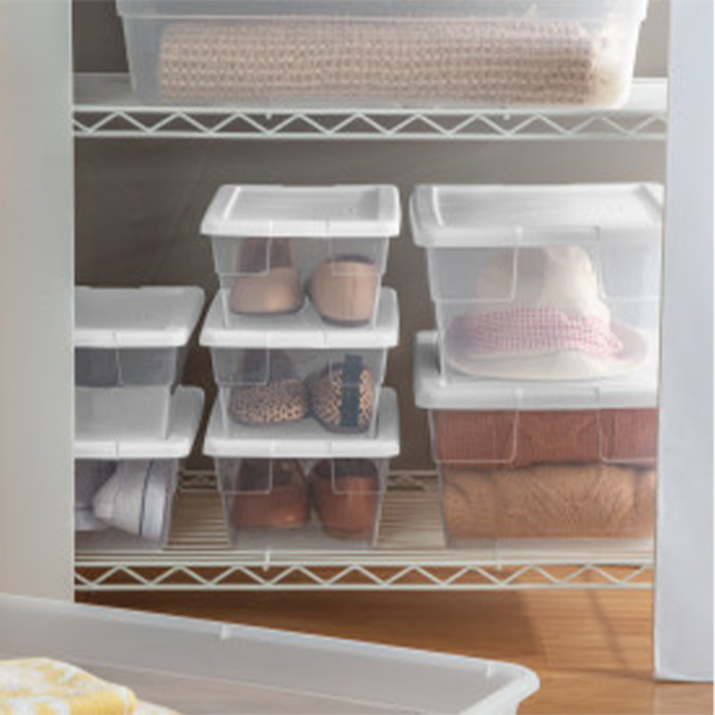 Sterilite Storage Box, Stackable Bin with Lid, Plastic Container to Organize Shoes and Crafts on Closet Shelves