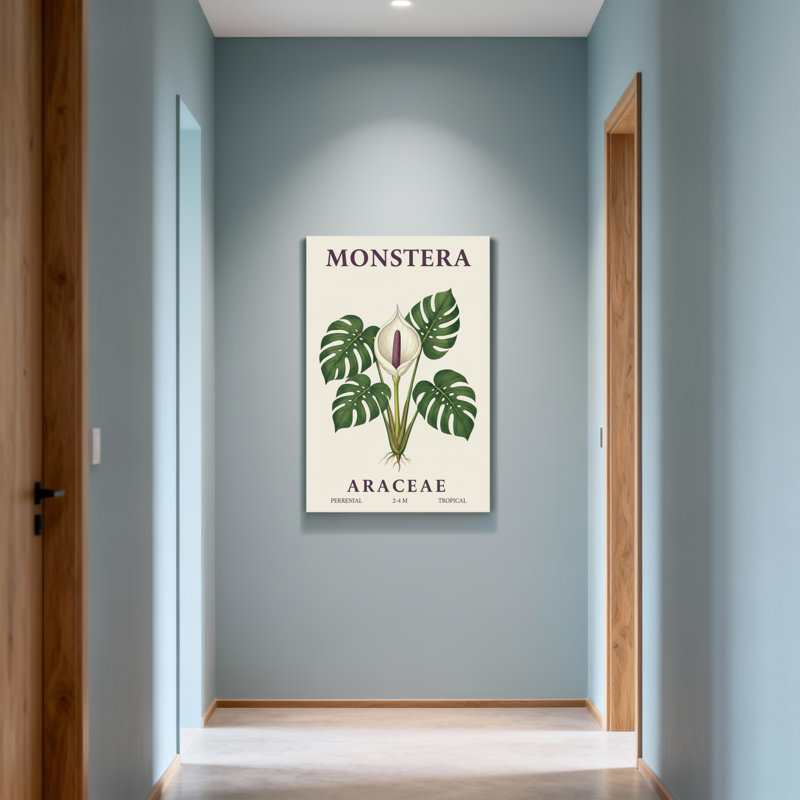 Plantes et fleurs Monstera, reproduction d'art avec feuilles et fleurs tropicales, H 24 po x l 16 po