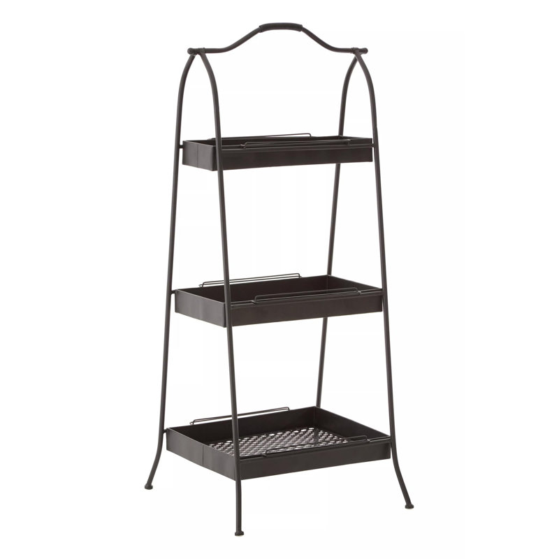Lexa 116cm H x 51cm W Metal Etagere Bookcase, Black