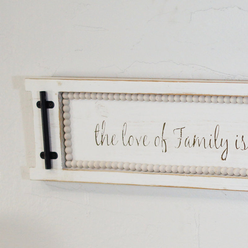 VIP Wood 28 in. Destressed White Family Love Sign 
