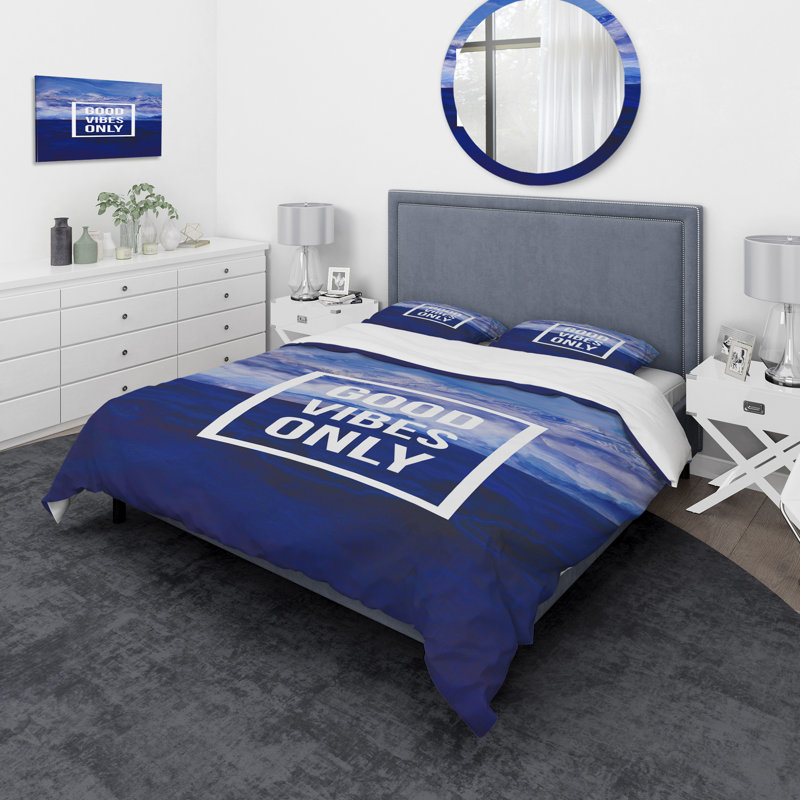 Ensemble de housse de couette designart good vibes only, Housse de couette très grand + 2 taies décoratives