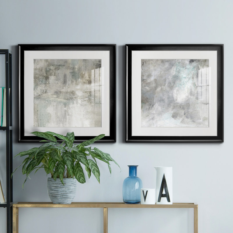 Misty Lake - ensemble de 2 peintures encadrées, Noir, H 17,5 po x l 35 po x P 1,5 po