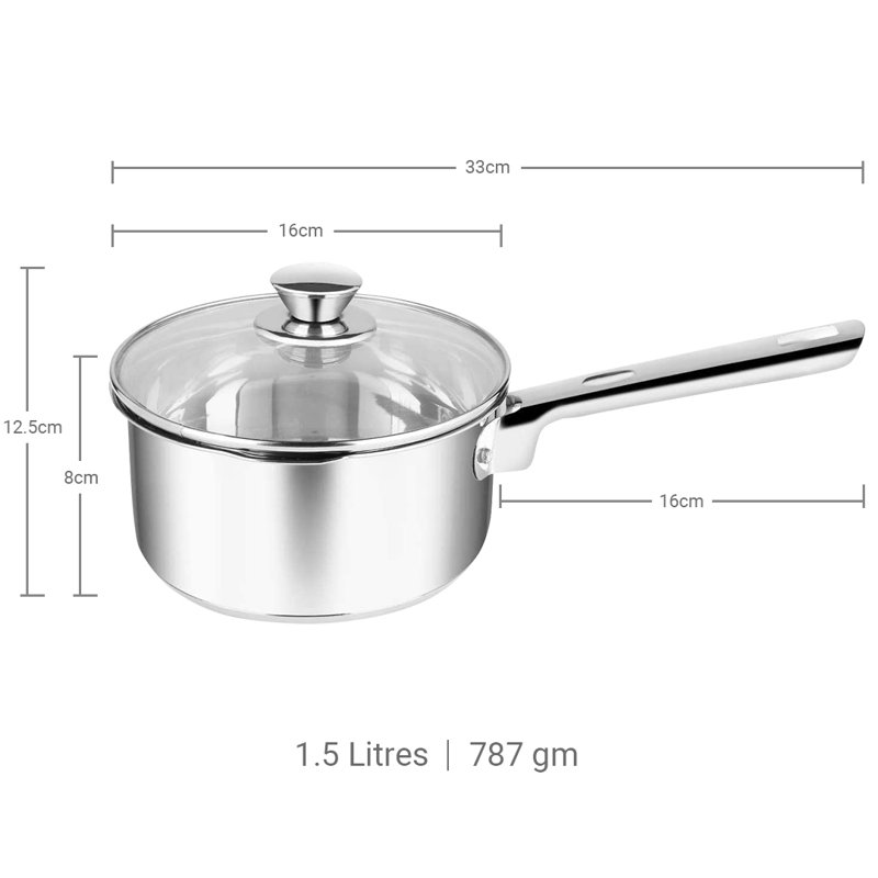 Stainless Steel Saucepan, 1.5 L