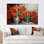 «Poinsettias Farmhouse Still Life», ensemble d'art sur toile poinsettias