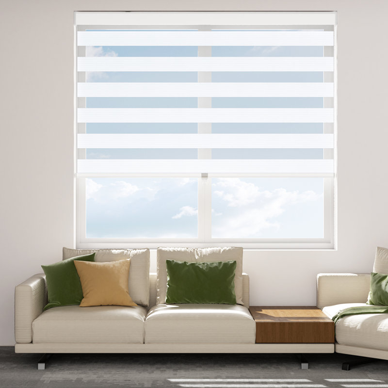 Zebra Blinds Window Dual Layer Roller Shades, Cordless Horizontal Blind, 32"W x 72"L