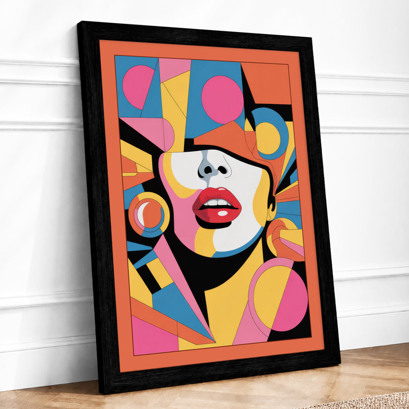 Geometric Portrait Modern - Framed Print, Black, A3 - 42.0 x 29.7 cm