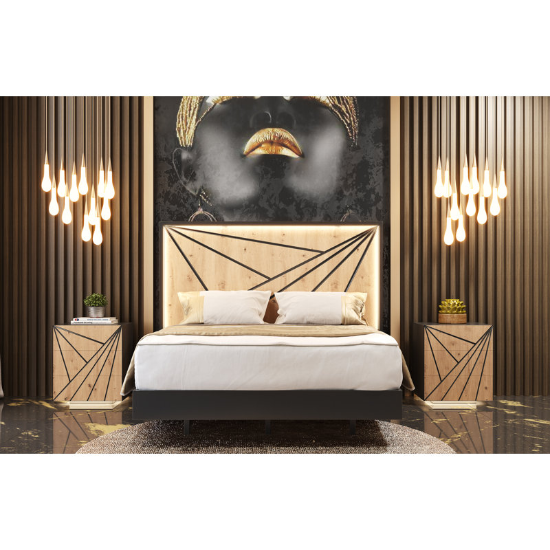 Jervin Panel Bed, Queen, Black