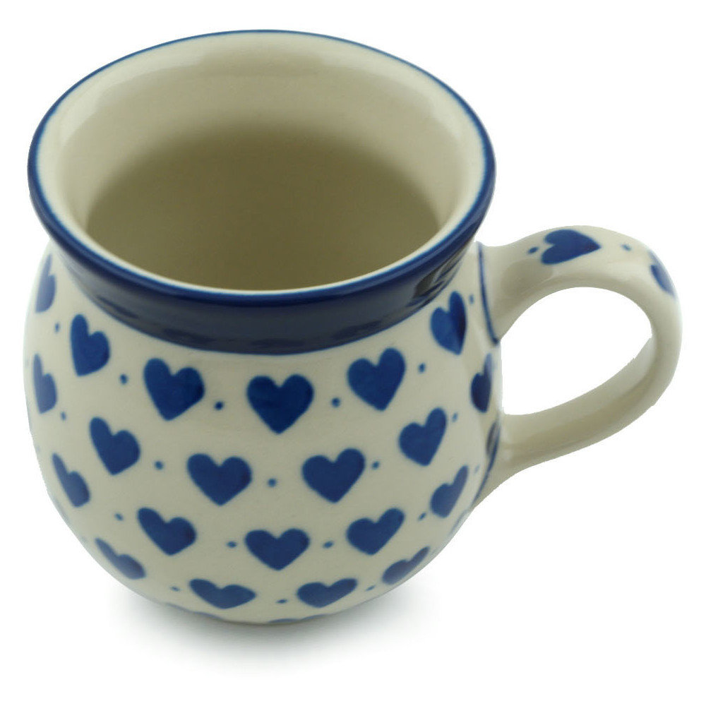 Polish Pottery 8 Oz Stoneware Bubble Mug - Hearts Delight Red Barrel Studio®