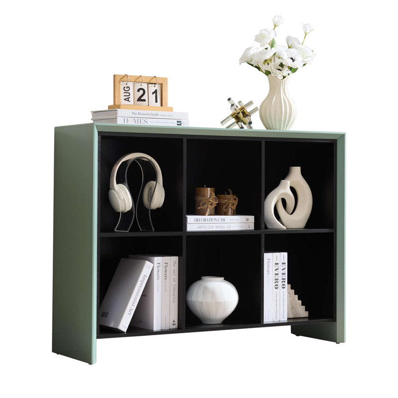Bibliothèque à 6 tablettes - Organisateur de rangement en bois, design rectangulaire contemporain pour le salon, la chambre à coucher ou le bureau personnel