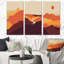 Paysage rétro rétro en couleurs rétro II - ensemble d'art moderne Mid-Century de 3 pièces-1613442280