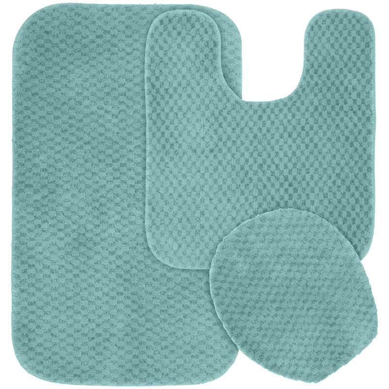 Ensemble de tapis de bain en nylon 3 pièces avec envers antidérapant Juliahna, Écume de mer