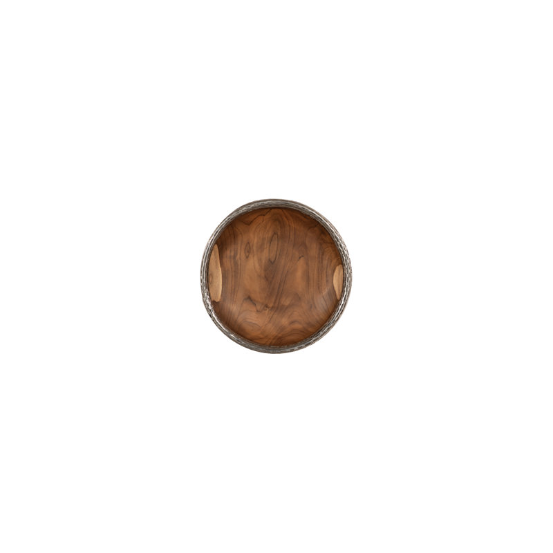 Teak Wood Bowl Wall Art, Metallurgy Edge, 12" H x 12" W x 2" D