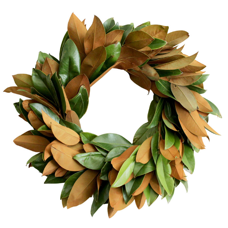 Handcrafted Live Magnolia Green and Copper 20'' Wreath