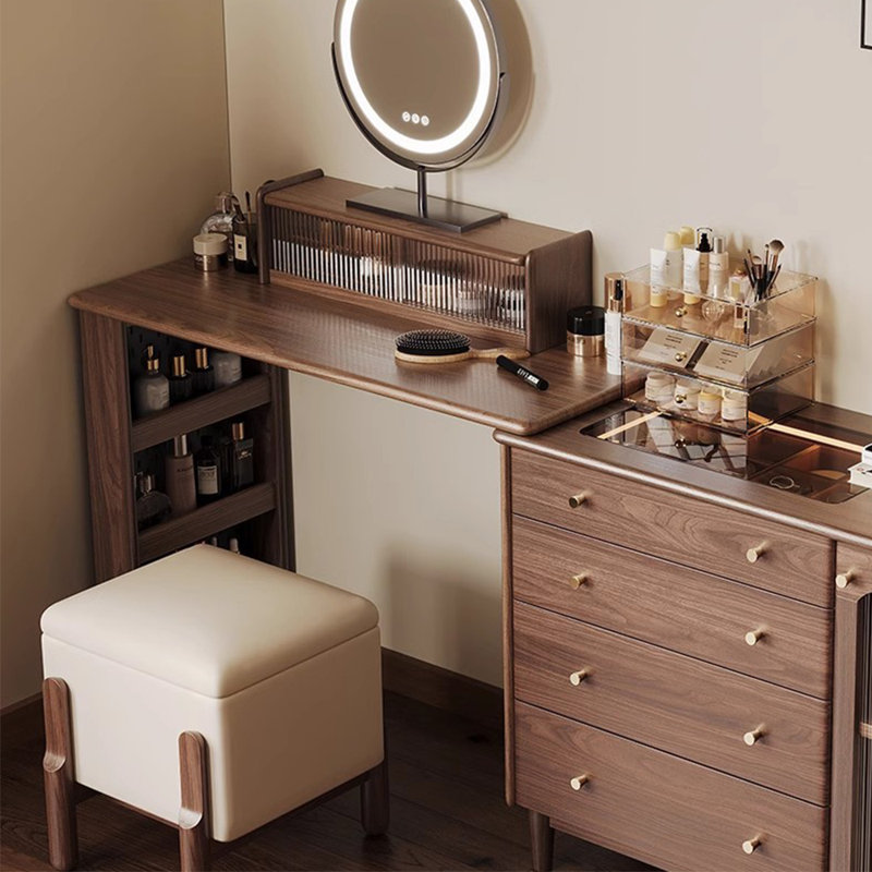 Vintage solid wood retractable makeup vanity set