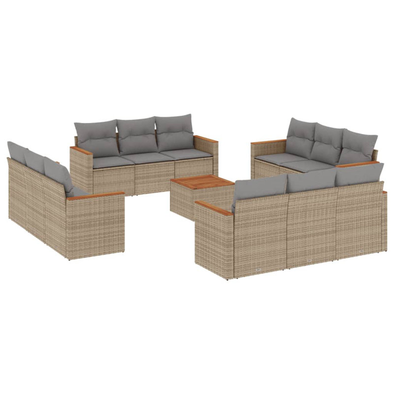  Ensemble de canapé de jardin beige, Beige, Brun