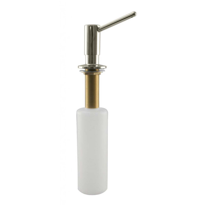 Contemporary Style Kitchen Sink Deck Mount Liquid Soap  Dispenser with Refillable 12 oz Bottle, Polished Nickel