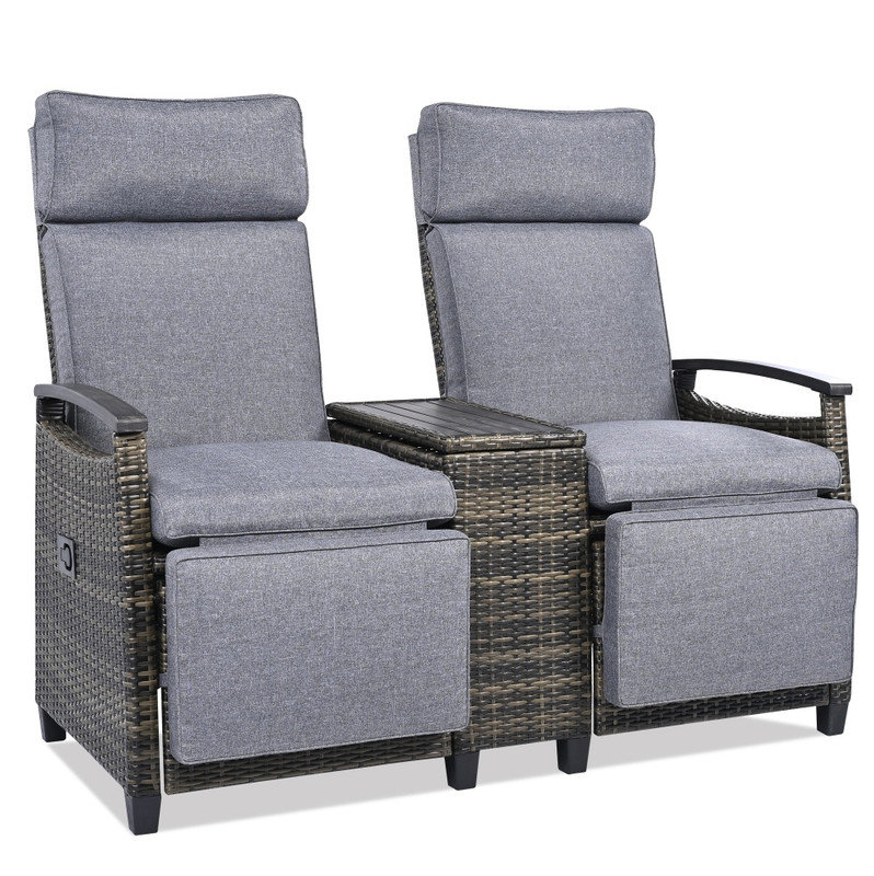 Causeuse inclinable en osier pour patio