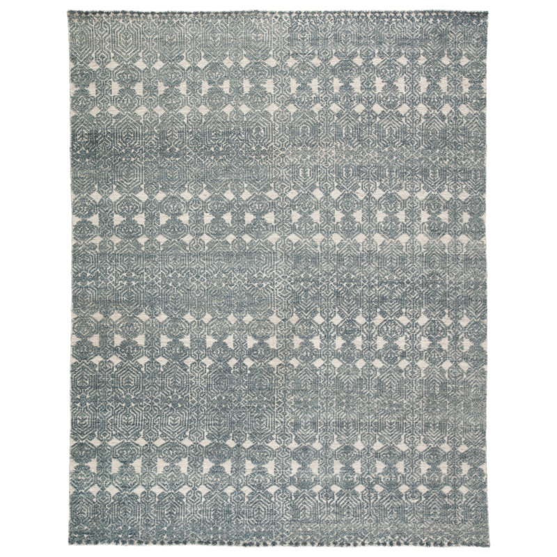 Cupertino Hand Knotted Wool Geometric Area Rug, Rectangle 5' x 8'
