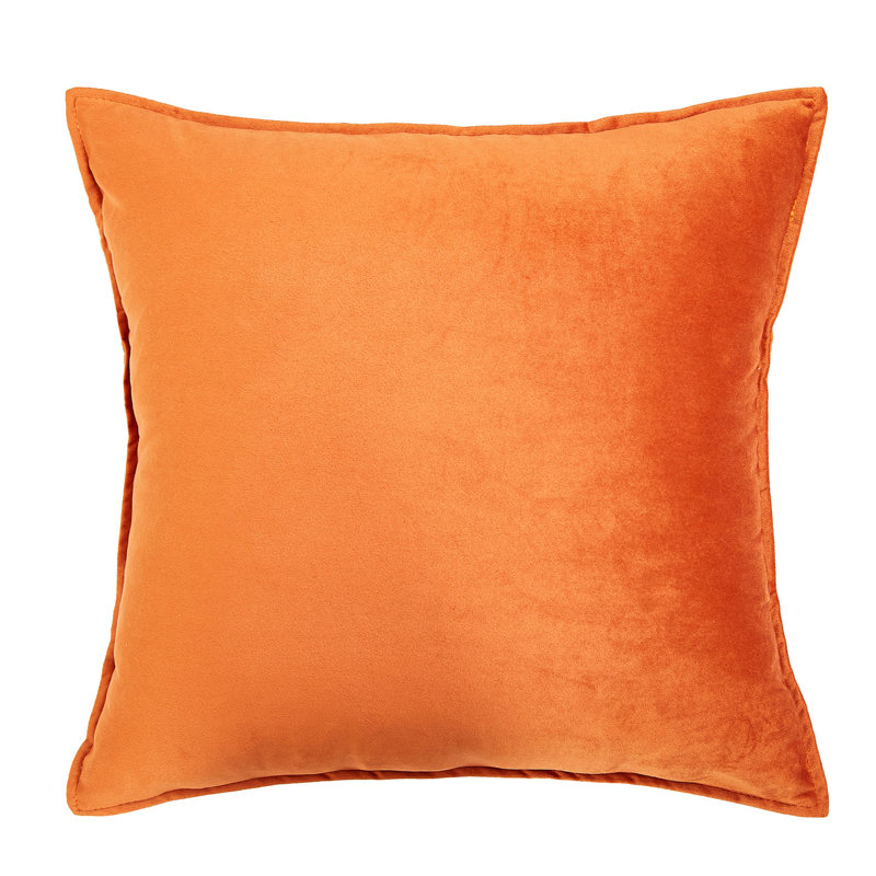  Square Velvet Pillow Cover & Insert, Orange, 20"H x 20"W