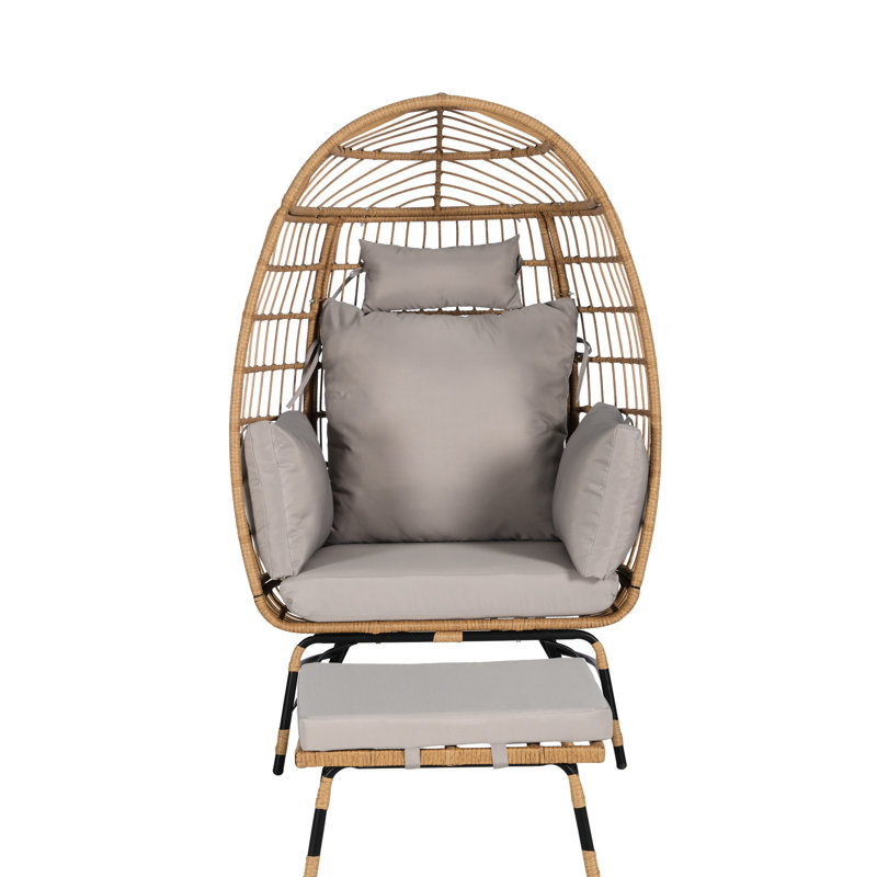 Fauteuil à œufs avec balcon pour l'eau, coussins de jardin gris, robustes