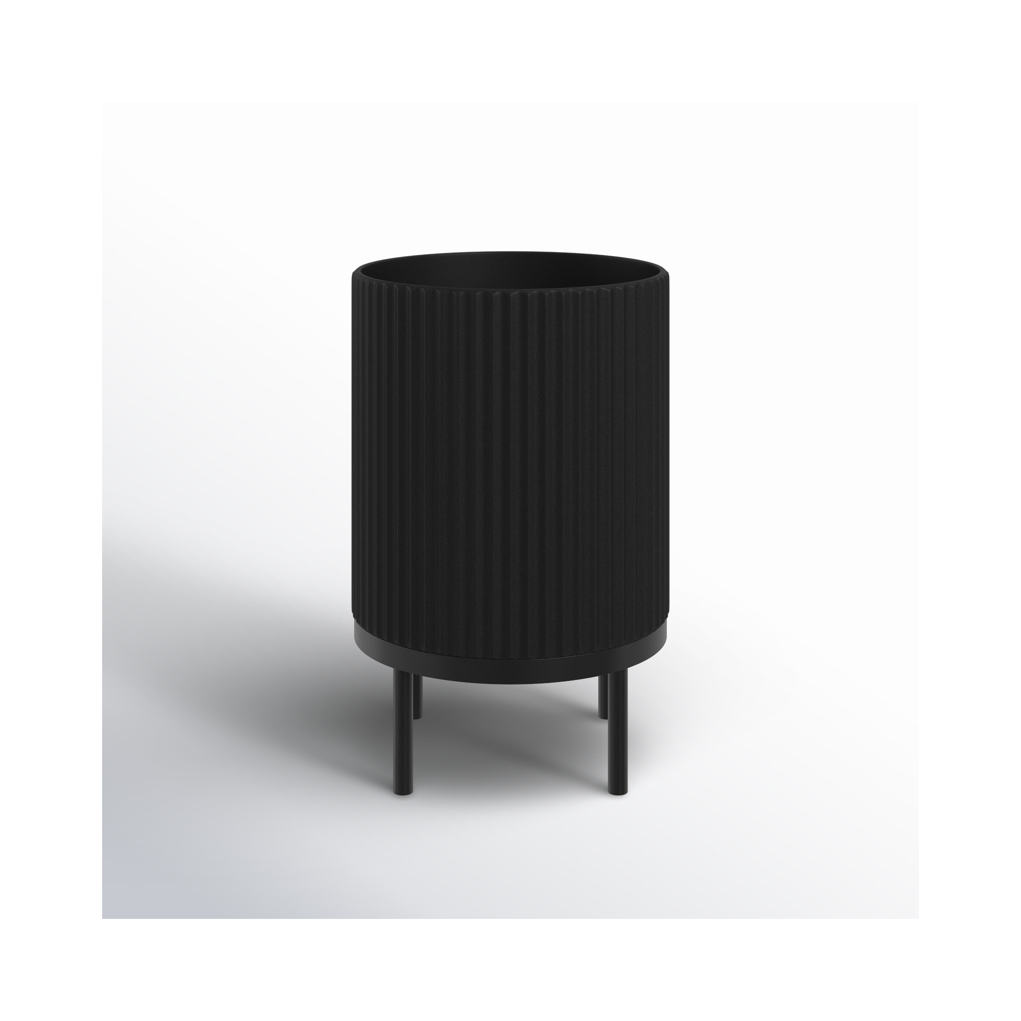 Demi Series Planter with Stand, 16" H x 10.5" W x 10.5" D, 1, Black