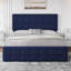 Grand lit de rangement en velours avec tête de lit ajustable, 4 tiroirs, bleu-681182347-681182357