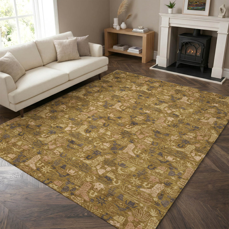 Tapis de qualité supérieure lavable à la machine Villers AMF2613, Noyer, 9 pi x 12 pi