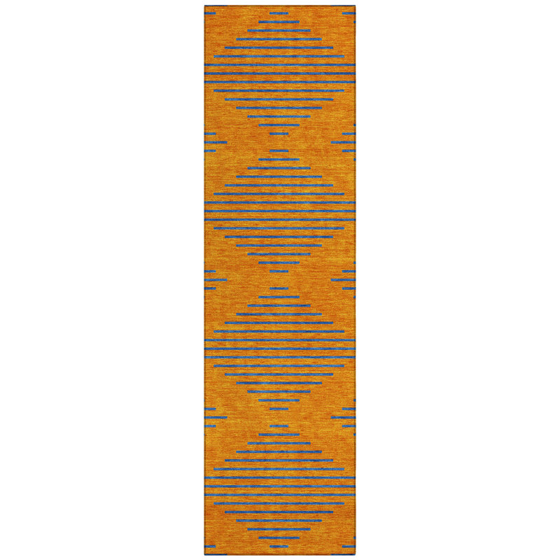Machine Washable Indoor/Outdoor Chayden ACN1017 Orange Rug, Runner 2'3" x 7'6"