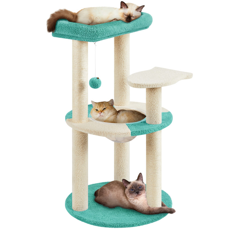 90cm H Cat Tree, Indigo/Beige