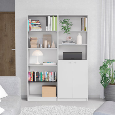 Ensemble de salon 2 pièces avec 2 bibliothèques Paonia, blanc