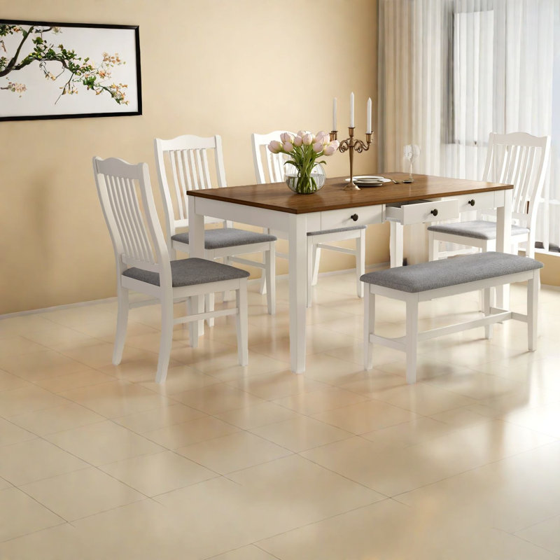 Ensemble de table à manger de qualité supérieure en bois massif de style rétro pour espaces compacts