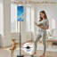 Lampadaire de 175 cm (69 pouces) avec ciel nocturne de rêve, croissant de lune et étoiles scintillantes. Lampe moderne à tige en métal, abat-jour cylindrique en lin, ampoule DEL 3 couleurs, télécommande et interrupteur au pied. Parfait pour le salon, la chambre ou le bureau.-1060261094-1060261101