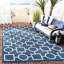Tapis bleu / beige en coton Arneshia-20794348