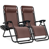 Nathen Zero Gravity Lounge Chair Recliners for Patio, Pool w/ Cup Holder Tray