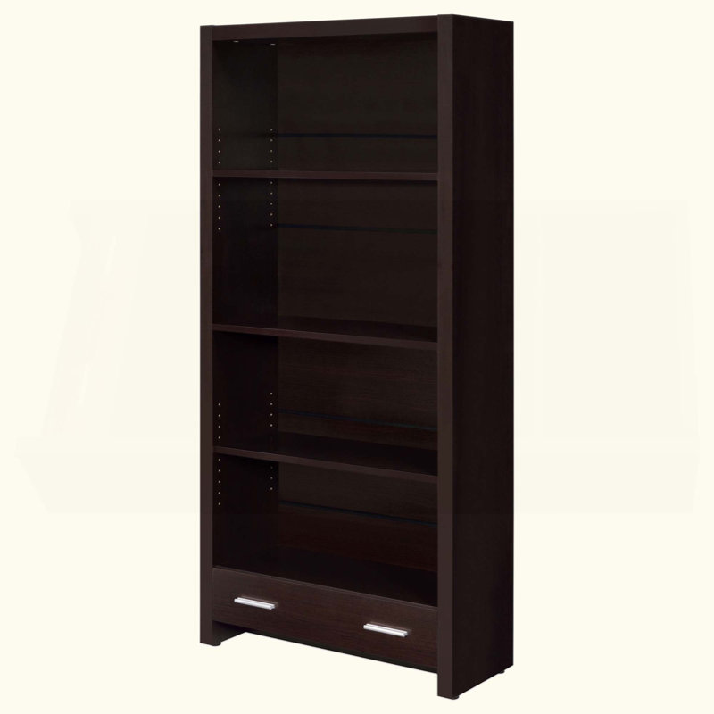 Rangement de bureau à 5 tablettes avec tiroir dissimulé, design polyvalent classique, surface maximisant l'espace