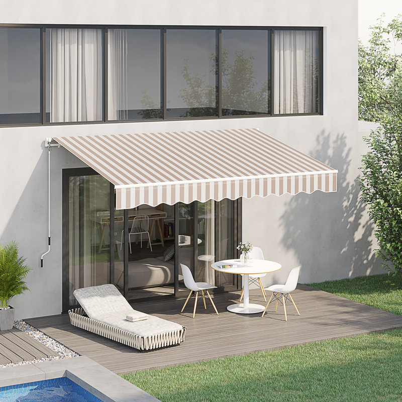 Outsunny 10' X 8' Retractable Awning, 120" W x 96" D, Multicolor