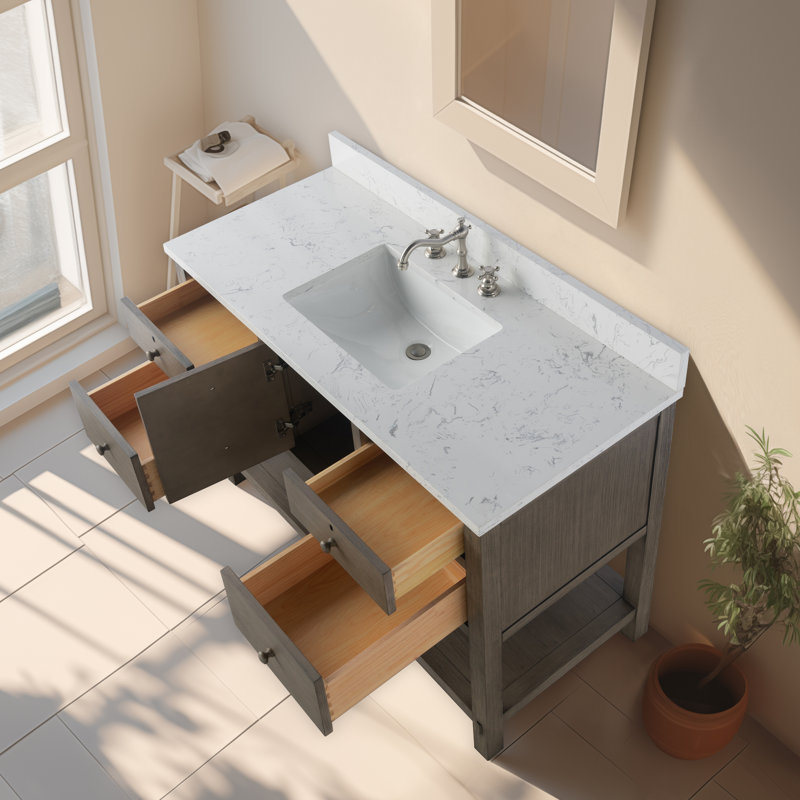 Lunnete 48'' Free Standing Single Bathroom Vanity with Ceramic Top