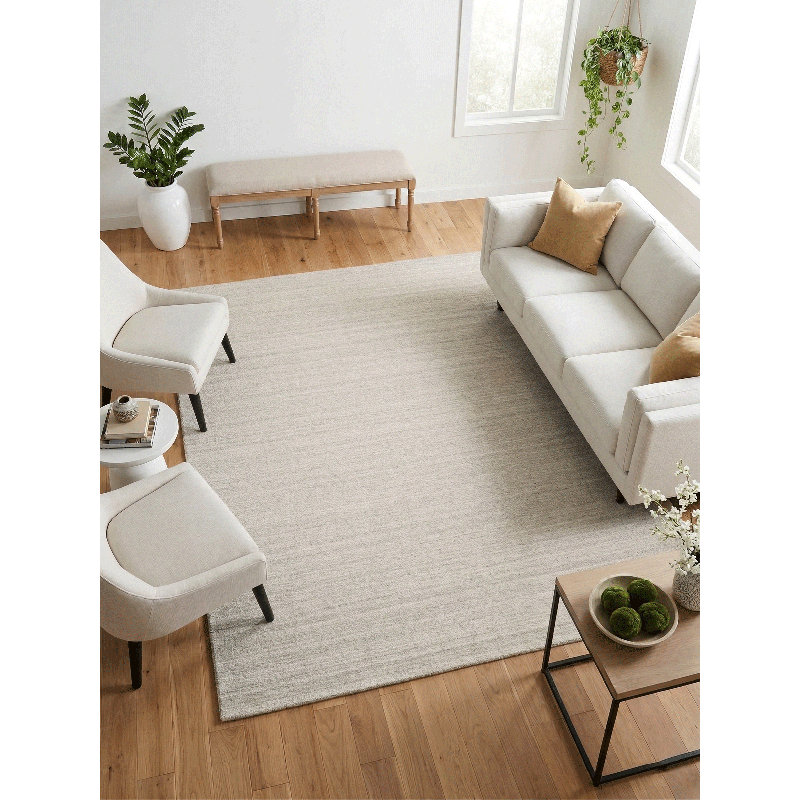 Namaskar Hand Loomed Area Rug in Silver/Brown, Rectangle 5' x 8'