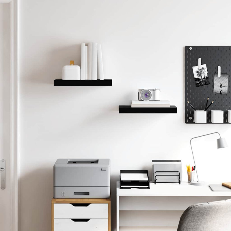 Tablette murale Tablette flottante à fixation murale pour cadre photo, H 1,5 po x l 15,7 po x P 9,1 po, Noir très lustré
