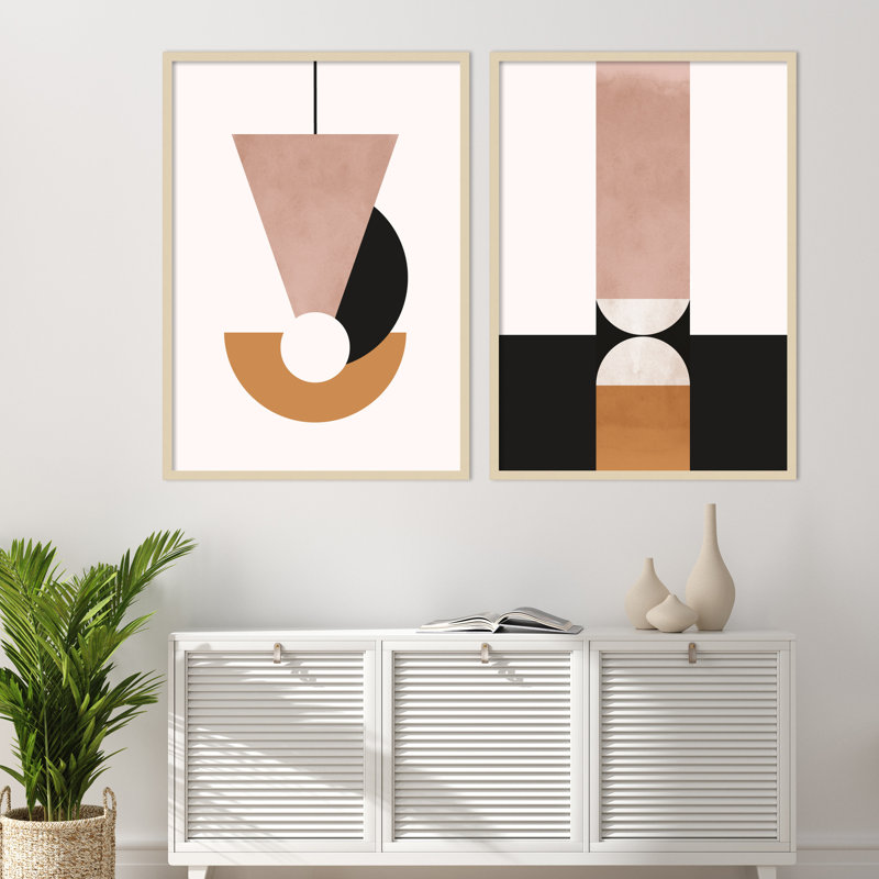 «Candrea Venice Abstract Duo - Set of 2» par Alexander Ginzburg, impressions murales encadrées, Brun, H 41 po x l 63 po