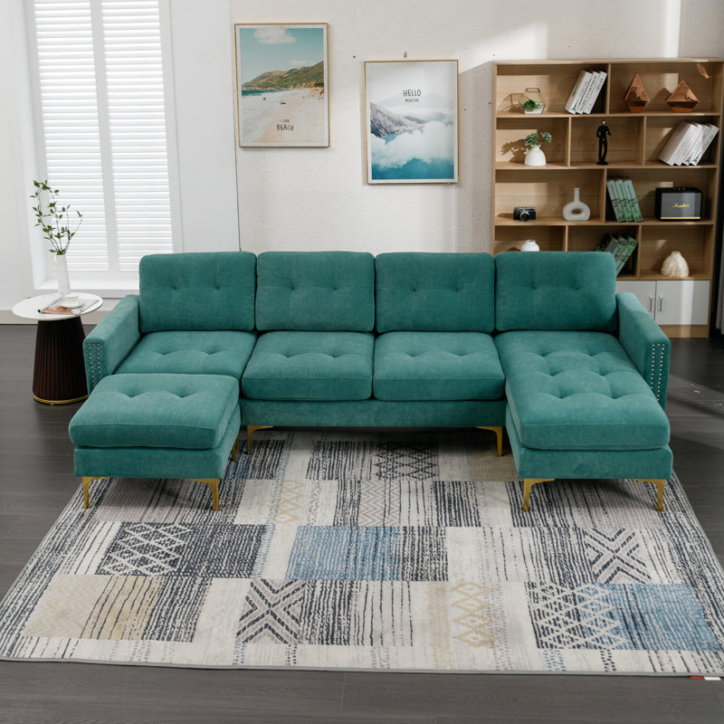 Mayke 111'' Velvet Sofa, Green Velvet