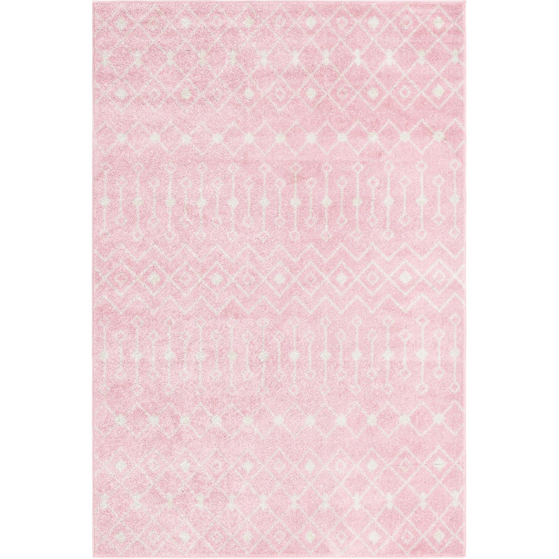 Tapis rose en polypropylène tissé à la machine Briehn, Rectangle 6 pi x 9 pi