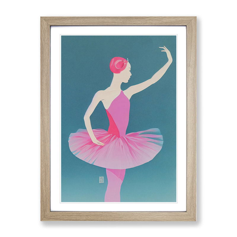 Ballerina Profile - Single Picture Frame Painting, 64cm H x 46cm W x 2cm D, Oak Framed