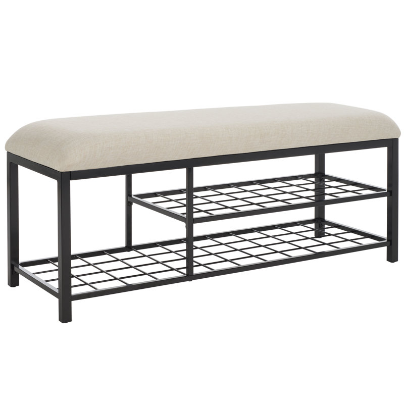 Edmea Polyester Upholstered Storage Bench, Cream