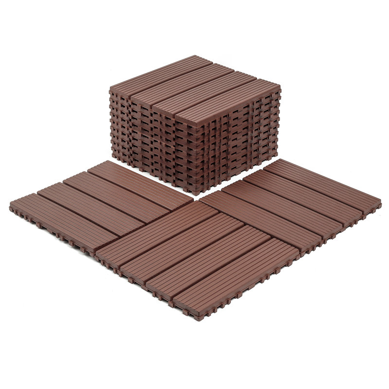 Carreaux de terrasse en plastique emboîtables, Brun