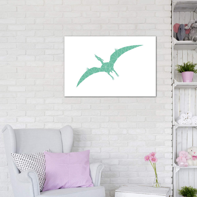 Geometric Dino Pterodactylus - impression d'art graphique, H 32 po x l 48 po x 1,5 po, Toile tendue