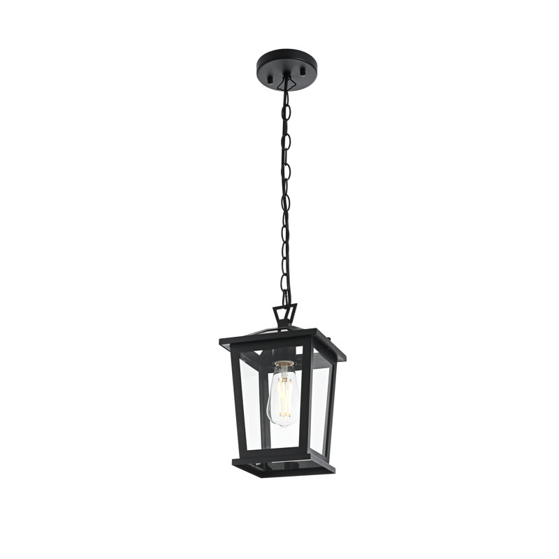 Luminaire suspendu d'extérieur noir Deidra 7 pouces