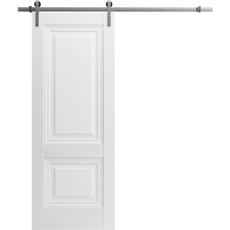 Porte de grange robuste | Lucia 8831 soie blanche | Ensemble de quincaillerie lourde 6,6 pi | Portes intérieures solides