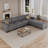 Modern Linen Modular Sectional Sofa U Shaped with Extra Deep Seats and Storage Ottomans-27578406