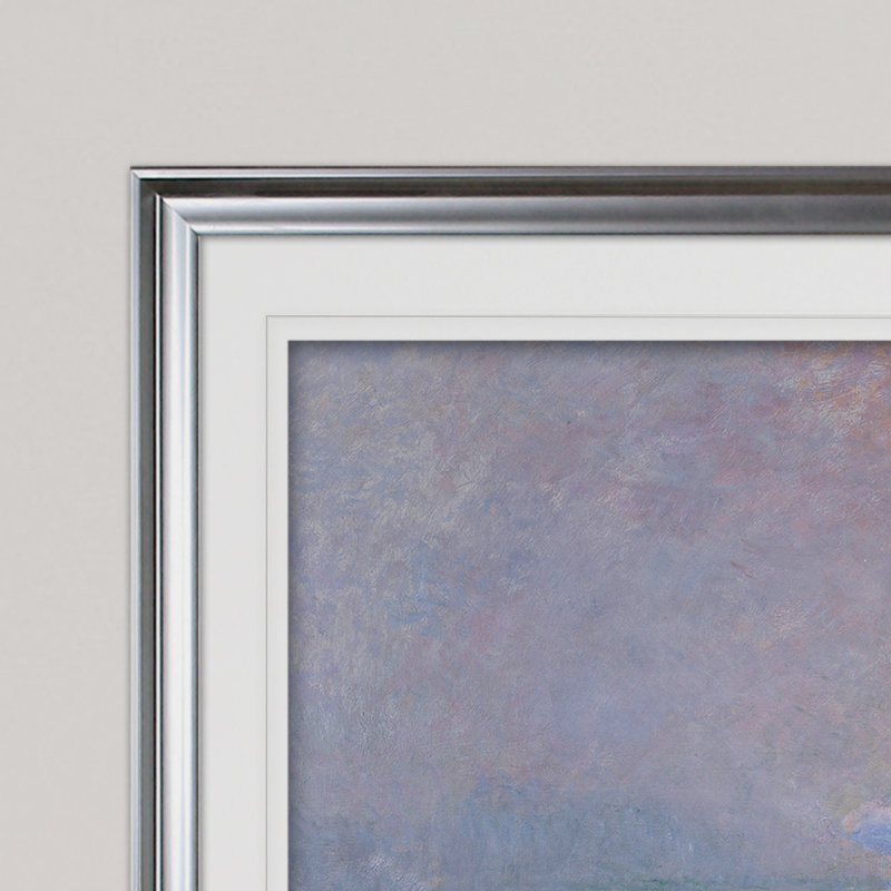 «Charing Cross Bridge» par Claude Monet - reproduction d'art encadrée, Cadre argenté, H 30 po x l 42 po x P 2 po